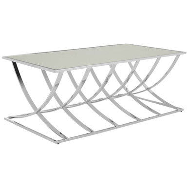 Orsina Reena Silver Coffee Table – Mirrored Top & Chrome Finish