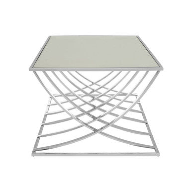 Orsina Reena Silver Coffee Table – Mirrored Top & Chrome Finish