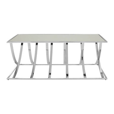 Orsina Reena Silver Coffee Table – Mirrored Top & Chrome Finish