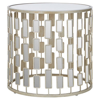 Orsina Raina Small Silver Side Table | Mirrored Glass Top Accent Table