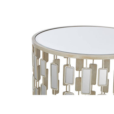 Orsina Raina Small Silver Side Table | Mirrored Glass Top Accent Table