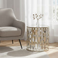 Orsina Raina Small Silver Side Table | Mirrored Glass Top Accent Table