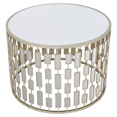 Orsina Raina Large Round Coffee Table | Gold Mirrored Glass Top