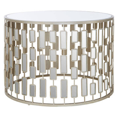 Orsina Raina Large Round Coffee Table | Gold Mirrored Glass Top