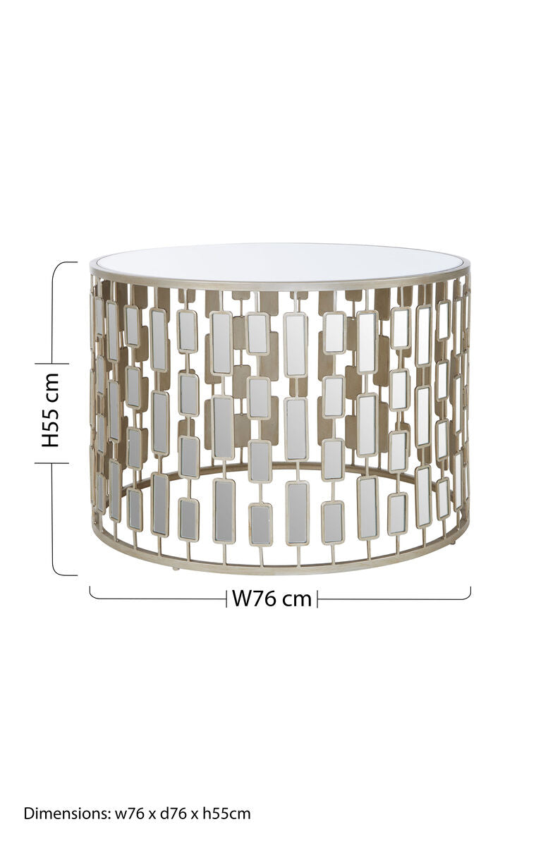 Orsina Raina Large Round Coffee Table | Gold Mirrored Glass Top