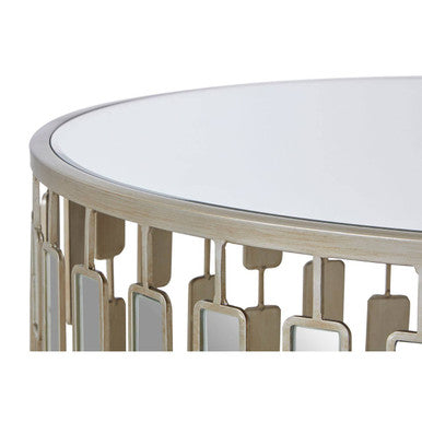 Orsina Raina Large Round Coffee Table | Gold Mirrored Glass Top