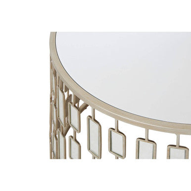 Orsina Raina Large Round Coffee Table | Gold Mirrored Glass Top