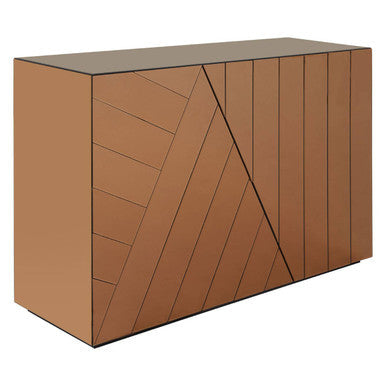 Orsina Roza Console Table – Brown Metal and Tempered Glass Design
