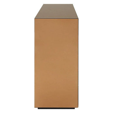 Orsina Roza Console Table – Brown Metal and Tempered Glass Design