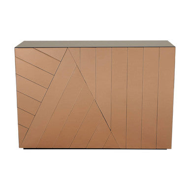Orsina Roza Console Table – Brown Metal and Tempered Glass Design