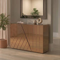 Orsina Roza Console Table – Brown Metal and Tempered Glass Design