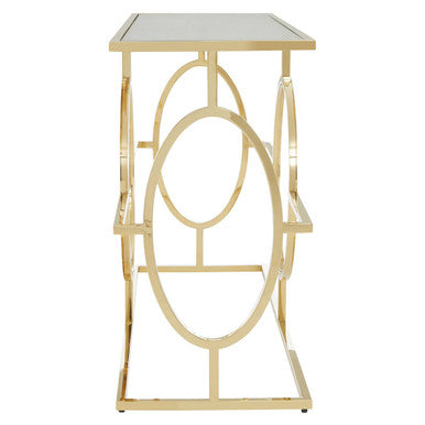 Orsina Roena Gold Art Deco Console Table | Stainless Steel & Glass