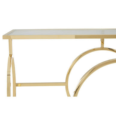 Orsina Roena Gold Art Deco Console Table | Stainless Steel & Glass