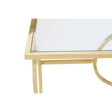 Orsina Roena Gold Art Deco Console Table | Stainless Steel & Glass
