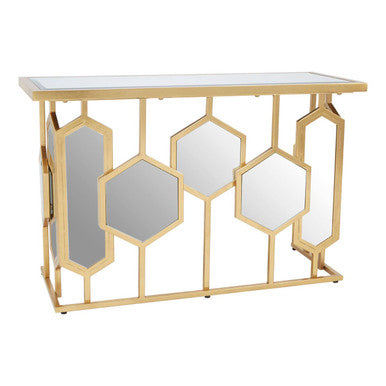 Orsina Rio Gold Console Table | Narrow Mirrored Top Accent Table