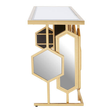Orsina Rio Gold Console Table | Narrow Mirrored Top Accent Table