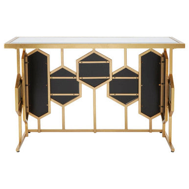 Orsina Rio Gold Console Table | Narrow Mirrored Top Accent Table