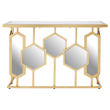 Orsina Rio Gold Console Table | Narrow Mirrored Top Accent Table