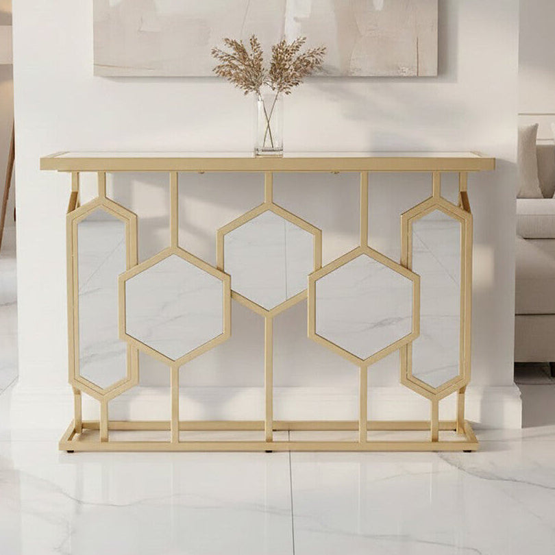 Orsina Rio Gold Console Table | Narrow Mirrored Top Accent Table