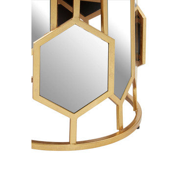 Orsina Rio Gold Side Table – Round Mirrored Top Hexagonal Accent