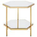 Orsina Rio Gold 2-Tier Side Table | Hexagonal Mirrored Glass Shelves
