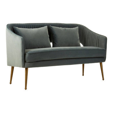 Orsina Hendricks 2 Seater Dusky Blue Velvet Sofa | Modern Loveseat