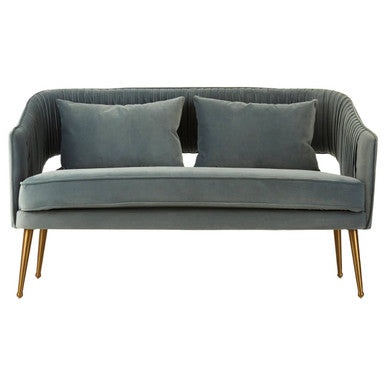 Orsina Hendricks 2 Seater Dusky Blue Velvet Sofa | Modern Loveseat