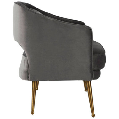 Orsina Hendricks Grey Velvet 2 Seater Sofa with Gold Legs