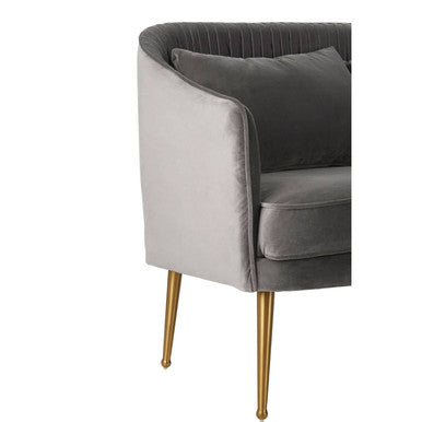 Orsina Hendricks Grey Velvet 2 Seater Sofa with Gold Legs