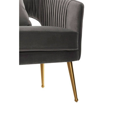 Orsina Hendricks Grey Velvet 2 Seater Sofa with Gold Legs