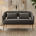 Orsina Hendricks Grey Velvet 2 Seater Sofa with Gold Legs