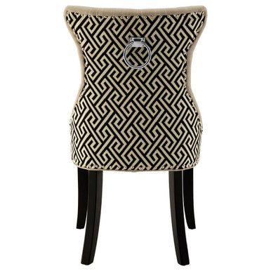Orsina Regents Park Greek Key Dining Chair | Grey Linen & Black Wood