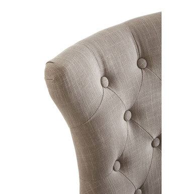 Orsina Regents Park Greek Key Dining Chair | Grey Linen & Black Wood