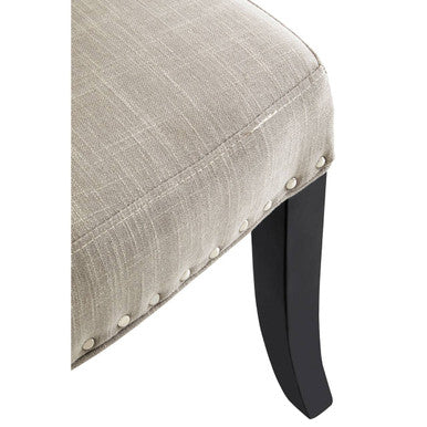 Orsina Regents Park Greek Key Dining Chair | Grey Linen & Black Wood