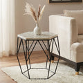 Orsina Harlo Hexagon Side Table – Black and Ivory Resin Accent Table