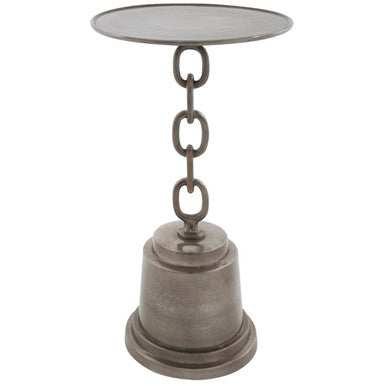 Orsina Zane Black Nickel Side Table – Round Aluminium Chain Design