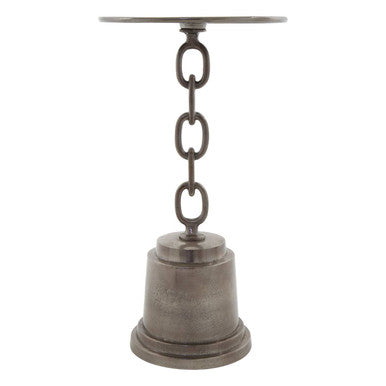 Orsina Zane Black Nickel Side Table – Round Aluminium Chain Design
