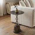 Orsina Zane Black Nickel Side Table – Round Aluminium Chain Design