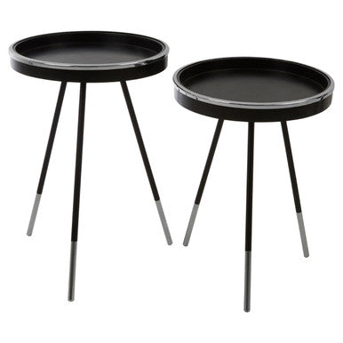 Orsina Halle Black and Silver Nesting Side Tables - Set of 2