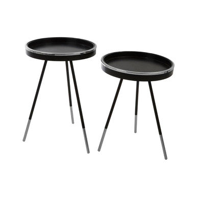 Orsina Halle Black and Silver Nesting Side Tables - Set of 2