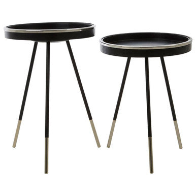 Orsina Halle Black and Silver Nesting Side Tables - Set of 2
