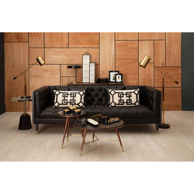 Orsina Odell Hexagonal Horn Side Table with Gold and Black Pedestal