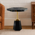 Orsina Odell Hexagonal Horn Side Table with Gold and Black Pedestal