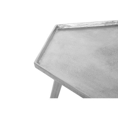 Orsina Halle Silver Hexagonal Side Tables – Set of 2 Textured Metal