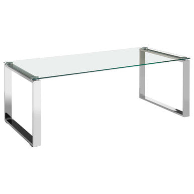 Orsina Allure Coffee Table – Black Tempered Glass & Silver Stainless