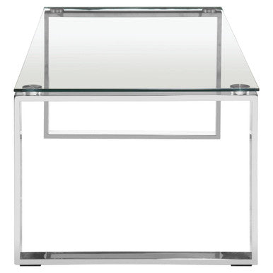Orsina Allure Coffee Table – Black Tempered Glass & Silver Stainless