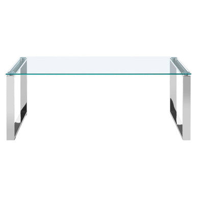 Orsina Allure Coffee Table – Black Tempered Glass & Silver Stainless