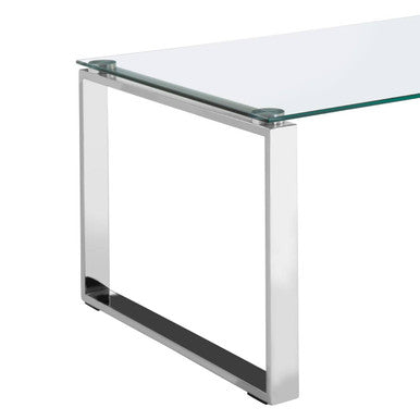 Orsina Allure Coffee Table – Black Tempered Glass & Silver Stainless