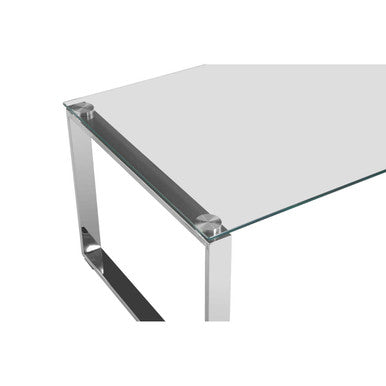 Orsina Allure Coffee Table – Black Tempered Glass & Silver Stainless