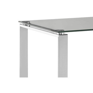 Orsina Allure Square Glass End Table | Silver Stainless Steel